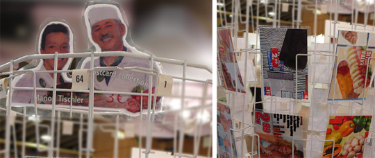 Postkartenkollektion aus Original-Werbeanzeigen / Aktion auf der Kunstmesse "Impulse"